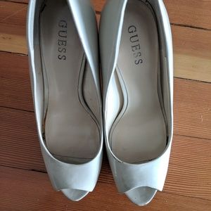 Guess Peeptoe Nude Heels